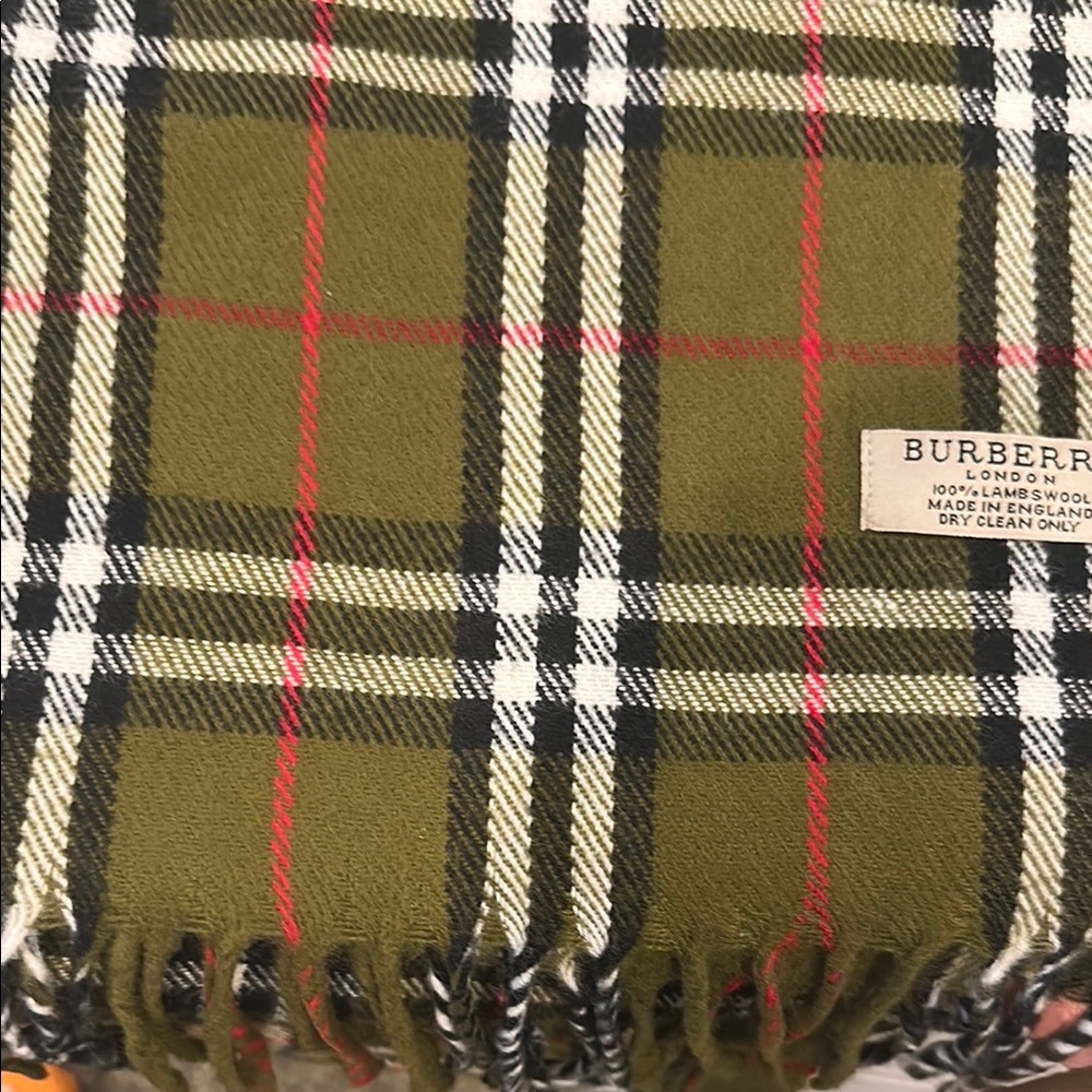 Burberry Olive and Red Checkered Scarf- New ( no tags)